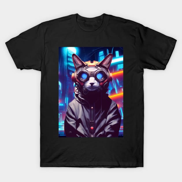 Cool Japanese Techno Cat In Japan Neon City T-Shirt by star trek fanart and more